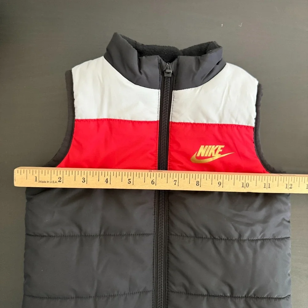 Nike Toddler Puffer Vest‎ Baby 2T Black Gray Full Zip Casual Sleeveless Winter
